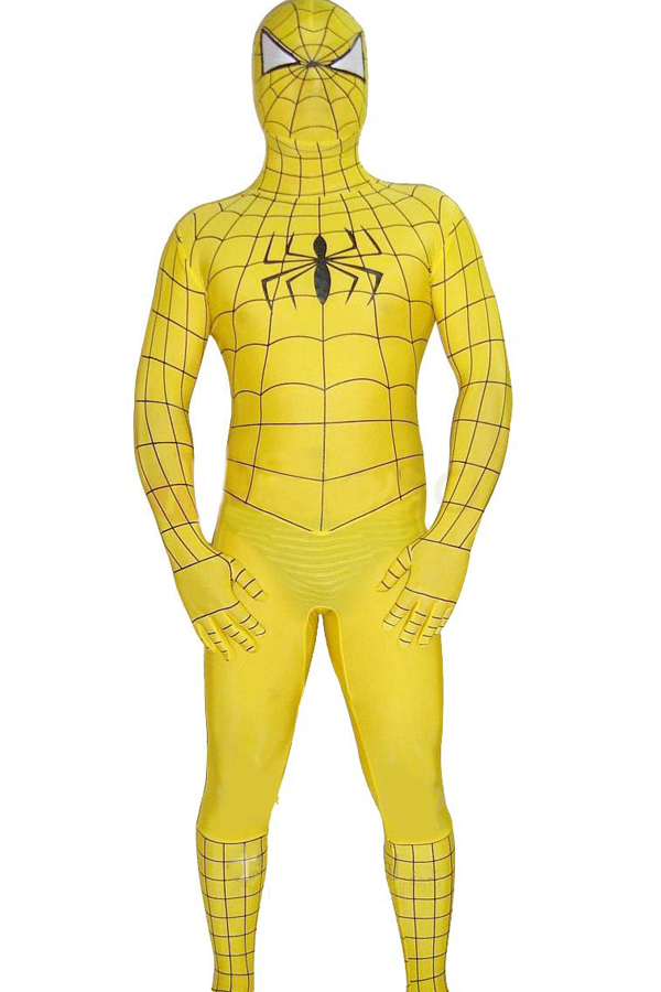 Halloween Costumes Yellow Spiderman Zentai Suit - Click Image to Close